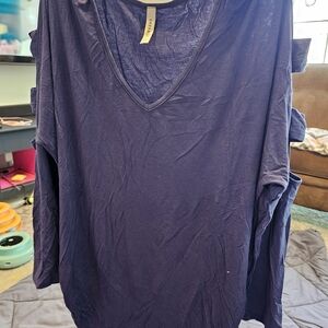 Women's Navy V-Neck Top